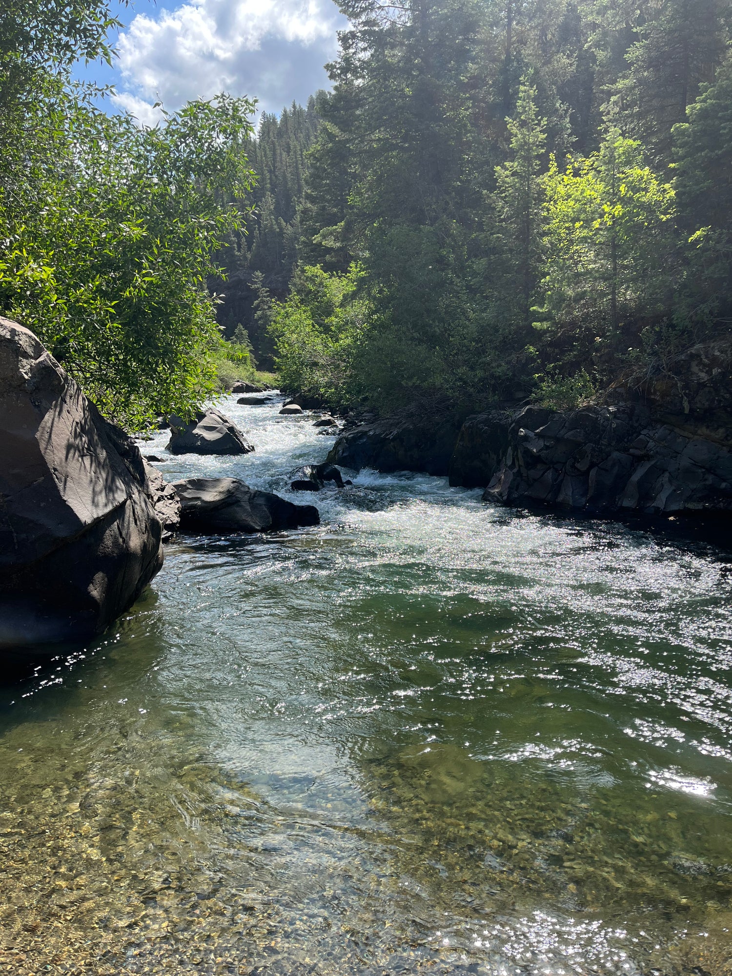 picture of river and rocks in pagosa springs, colorado