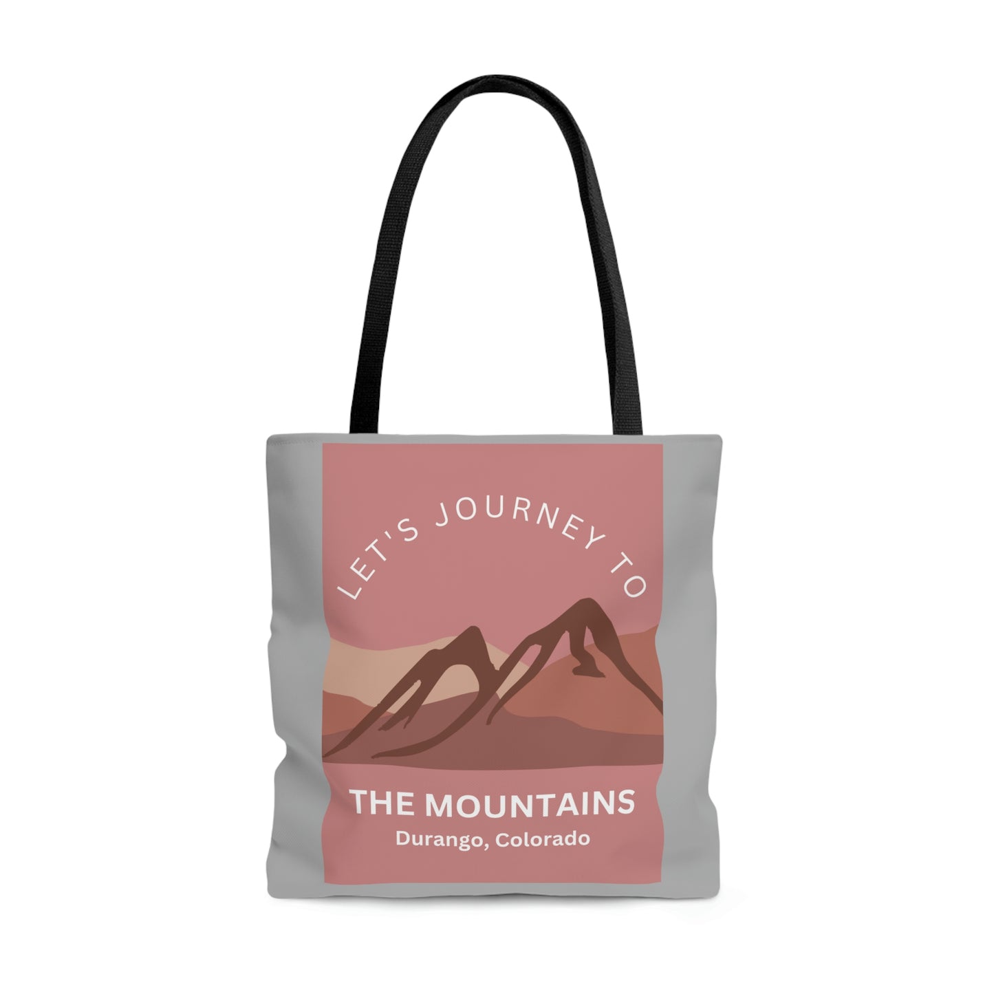 Lets Journey to the Mountains: Durango, Colorado Pink and Grey Tote Bag